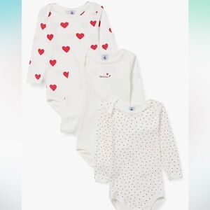 Petit Bateau 3 pack long sleeve body suit 0-3 months